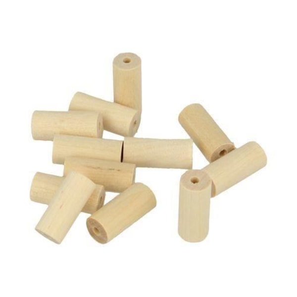 Træperle Lucy cylinder 20x8,6mm 25 stykker - Artémio Beige