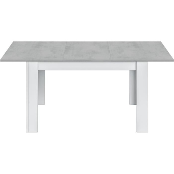 Jatkettava ruokapöytä - KENDRA - Suorakaiteen muotoinen - Artik valkoinen ja sementti - 4-6 henkilöä - L140/190 x S90 x K78 cm CEMENT OCH VIT ARTIK