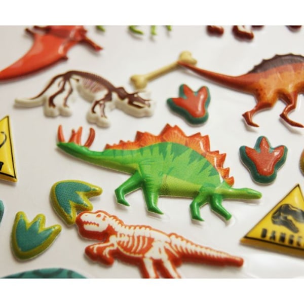 Uudelleenkäytettävät tarrat - 3D-relief - Dinosaurukset ja fossiilit Flerfärgad