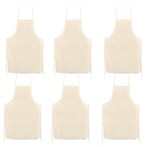 6 aikuisen esiliinaa luonnonvalkoista puuvillaa 90 x 60 cm Beige