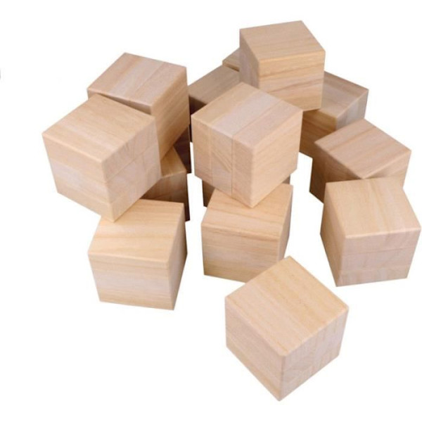 Tarjotin ja 16 puukuutiota 'Artemio' 26,5x26,5x6,5 cm Beige