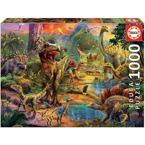 1000 palan palapeli - Dinosaurusten maa - EDUCA - Eläimet - Espanja - Oranssi Flerfärgad