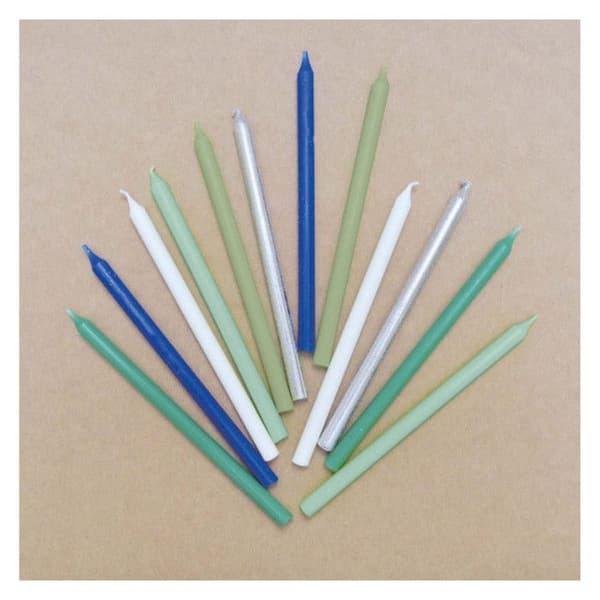 Pitkät kynttilät - Classic - Sininen/Hopea - 12 cm - 12 kpl Blå