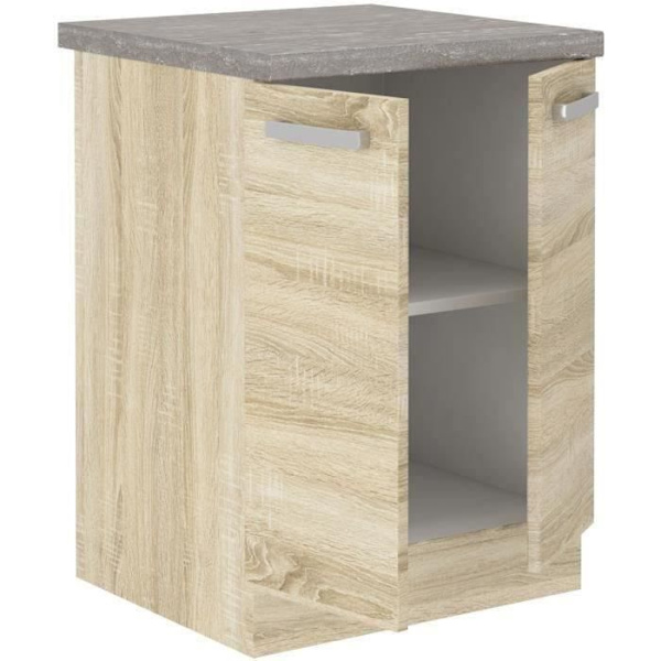 Lågt skåp med 2 gångjärnsdörrar - Sonoma ekfinish - B 60 x D 51,6 x H 85 cm - LASSEN Sonoma ekdekor