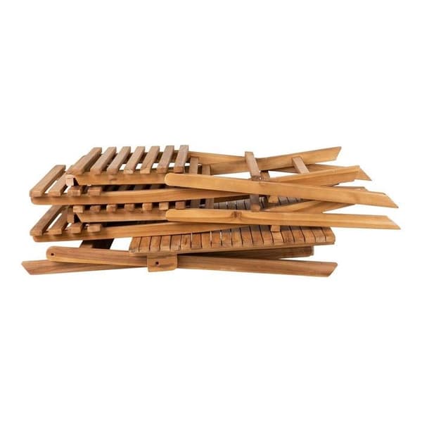 Cuenca-setti, jossa on pöytä ja 2 teak-ulkotuolia. brun