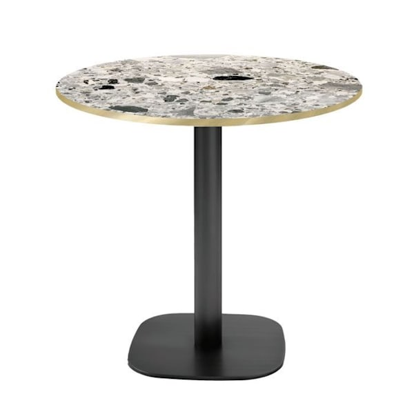 Rundt bord Ø 70 cm - Rund terrazzo cepp model med messingkanter Grå