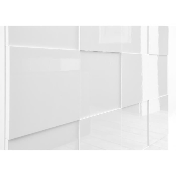 MILANO skänk - Blanklackerad vit dekor - 2 luckor 2 lådor - L181 x D43 x H84 cm Högblank vit lack