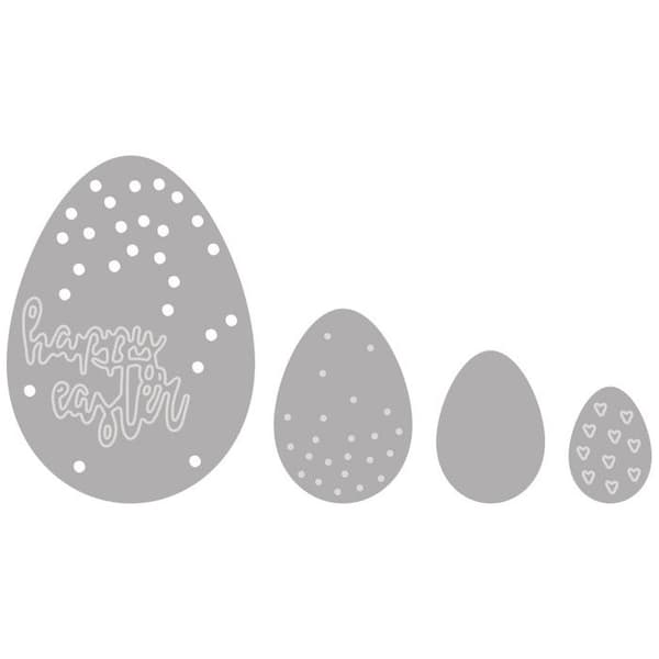 Klippestencilsæt: Påskeæg, 1,5 - 4,5 cm x 1,1 - 3,2 cm, 4 stk. Grå