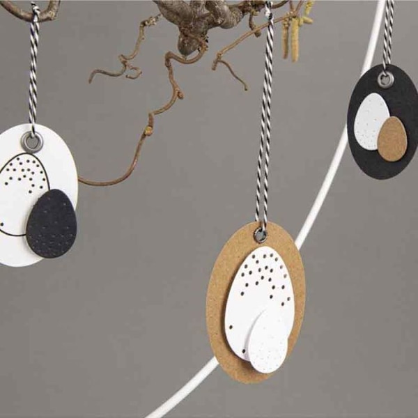 Skabeloner til udskæring Kit: Påskeæg, 1,5 - 4,5cm x 1,1 - 3,2cm, 4 stykker Grå