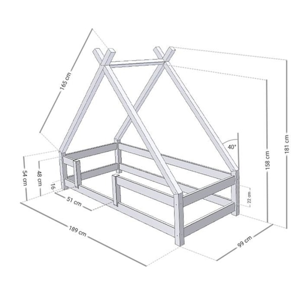 Lit cabane enfant TAHUKA 90 x 180 petrolgrøn Grön
