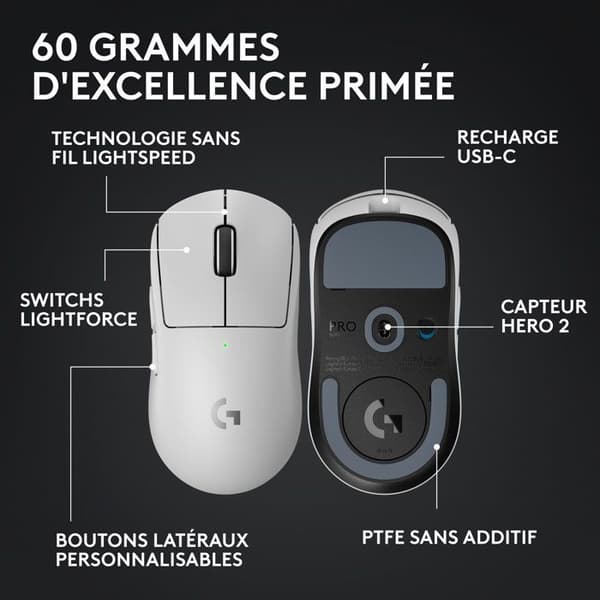 Spilmus - Trådløs - Logitech G - Pro X Superlight 2 Lightspeed - Hvid