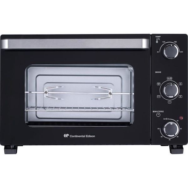 CONTINENTAL EDISON CEMF46B3 - Elektrisk miniovn 46L sort - 1800W - Rotisserie, Naturlig konvektion