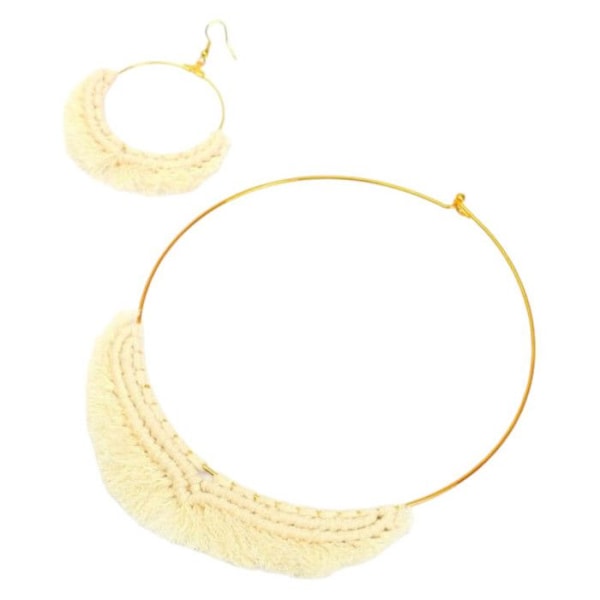 Kit Collier Makramé - GRAINE CREATIVE - Referens 791055 - Barn - Guld metall - Naturlig bomull Naturlig