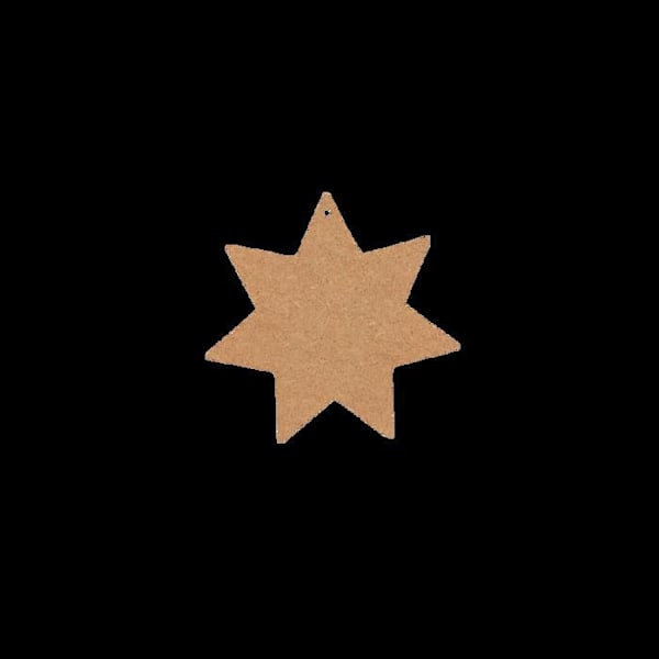 Koristeobjekti - Legeantdelafete - 7-haarainen tähti - MDF - 10x10cm - Ruskea kastanj