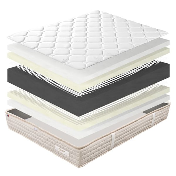 Madrassset 90x190 cm, Sublime, 20 cm, memory foam, fast, sommar/vintersida + vit bas 13cm tjock Vit