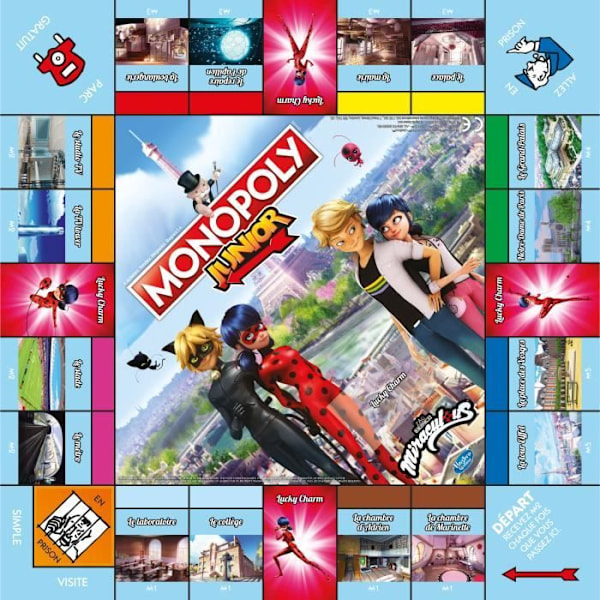 MONOPOLY JUNIOR - Miraculous Ladybug - Brætspil - Engelsk version mirakulös nyckelpiga