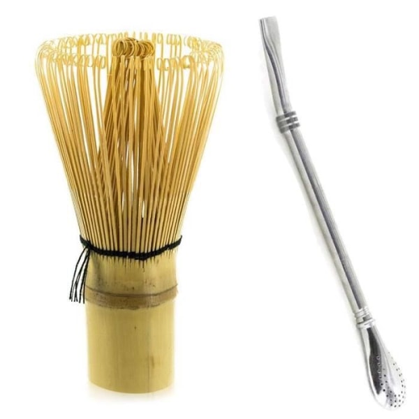 Bambu Matcha tevisp + sugrör av rostfritt stål med filter