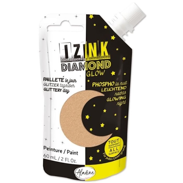 Maling - ALADINE - Izink Diamond Glow - 80 ml - Guld - Phosphorescerer om natten gyllene