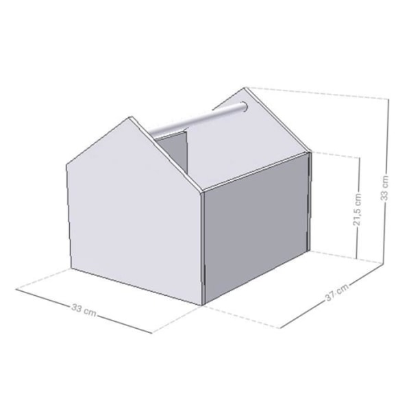 Förvaringslåda - GENERISK - HUS vit - Massivt trä - 37x33x33 cm - För barn Vit