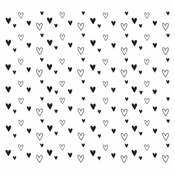 Klare stempler - Hjerter baggrund, 102,5x97 mm, 1 design, 1 ark Transparent