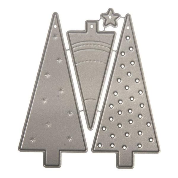 Leikkausmallisarja - LS - Xmas Tree - 0,7x0,7cm - 3x6,9cm - 4 kpl - Musta