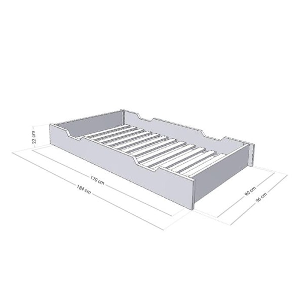 Sengekasse med hjul - grå til seng 90 x 190 cm Grå