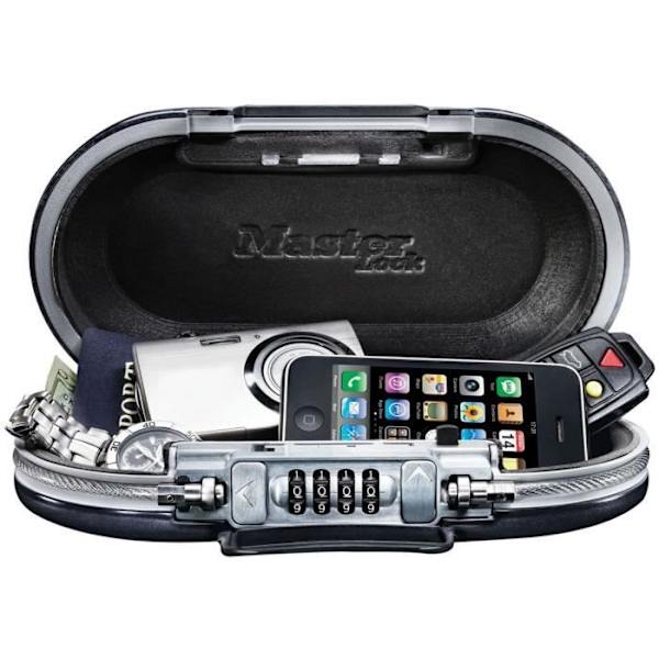Mini bærbar pengeskab - MASTER LOCK - 5900EURD - Med kabel - Kombination - Sort Sort