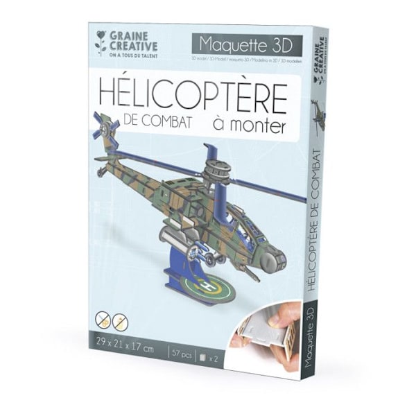 3D puslespil model - Apache Helicopter - Køretøjer og maskiner - Grøn Grön