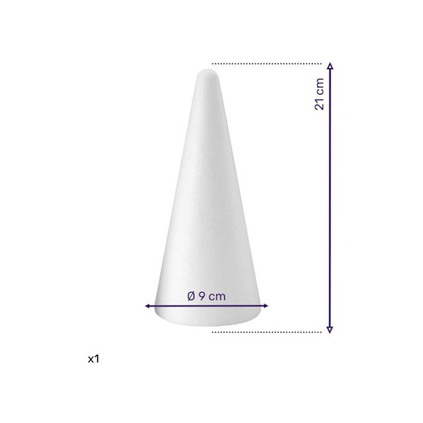 Polystyrenkoner, massiva, höjd 21 cm Vit