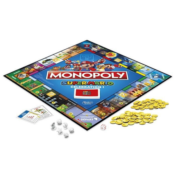 MONOPOLY Super Mario Celebration, brädspel för barn, brädspel från 8 år, fransk version Flerfärgad