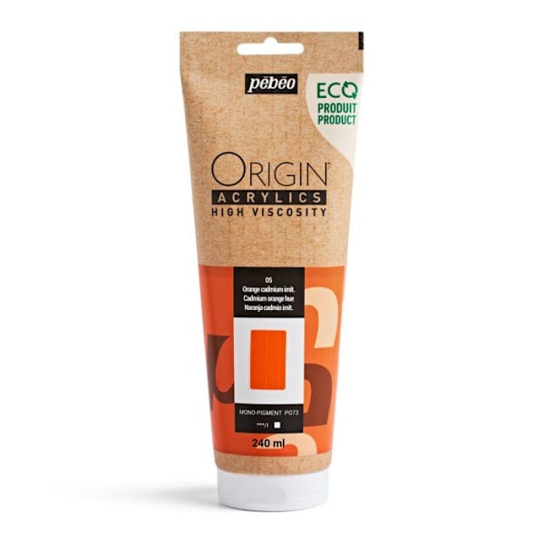 Akrylfärg - Cadmiumorange - 5 - Hög viskositet - Pébéo - Origin akryler - 240ml Orange kadmium