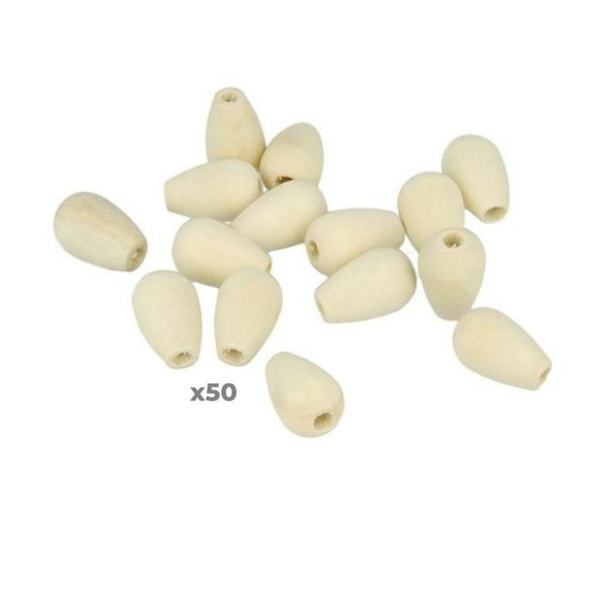 50 st träpärlor droppar 18 x 12 mm Beige