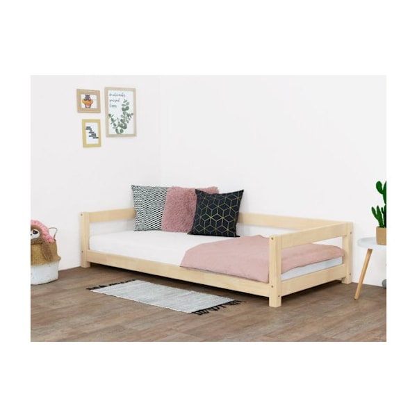 Ljust sängram färg trä naturlig 120 x 180 cm Beige