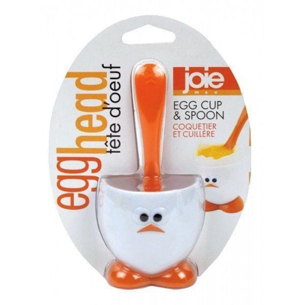 Coquetier og ægskefuld - JOIE - EggHead original - Hvid - Voksen - D 5 cm x H 5,5 cm Vit