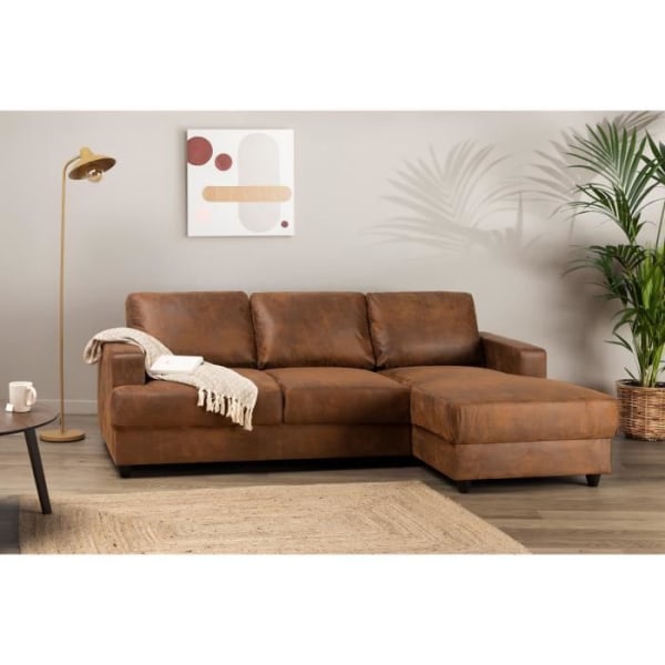 4-istuttava oikea kulmasohva - Vintage ruskea kangas - Contemporary - P 215 x S 140 x K 86 cm - PAUL vintage brun