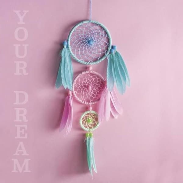 DIY Drömfångare kit pastell (blå och rosa) Blå, Rosa, Pastellgrön