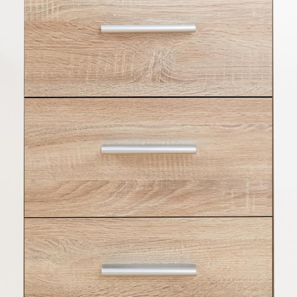 PILVI matala senkki - 2 ovea ja 4 laatikkoa - Valkoinen ja Sonoma tammi - P 122,6 x S 34,2 x K 81,1 cm Vit / sonoma ek