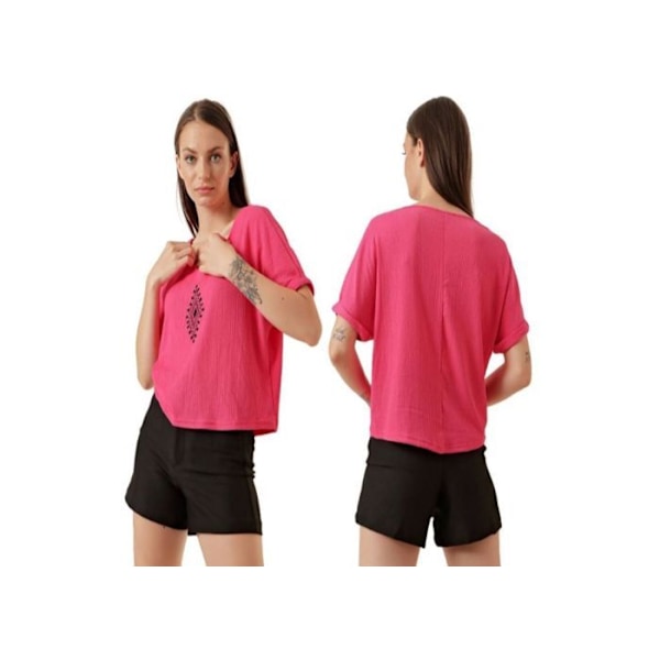 MT-kläder - Broderad Skjorta V-ringad Rosa 40 Rosa 40