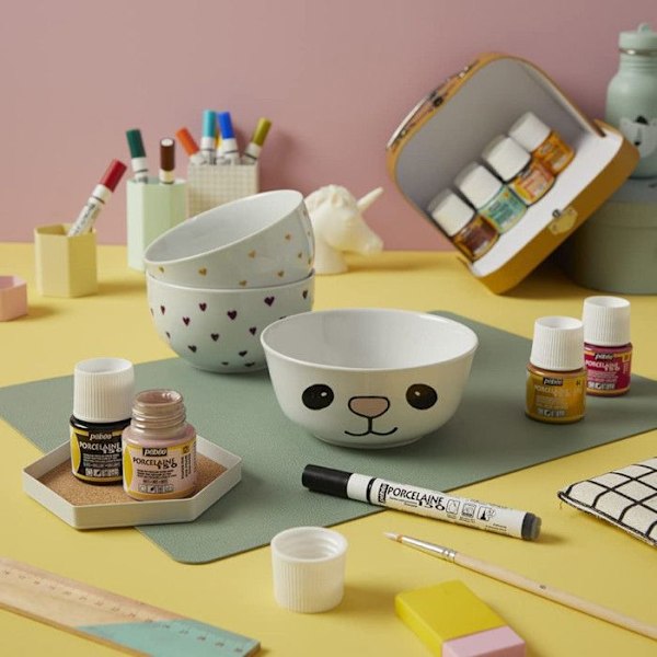 Porcelæns malefilt - PEBEO - Standard - 20ml - Sort - Uudslettelig - Fin spids Svart