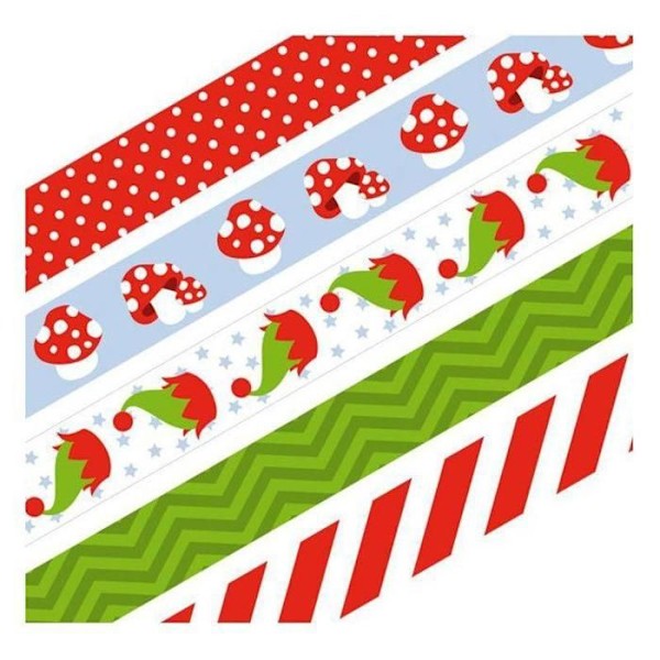 Artemio jule malertape - 15 mm x 5 m - 5 stk - Assorterede julefarver Blandade julfärger