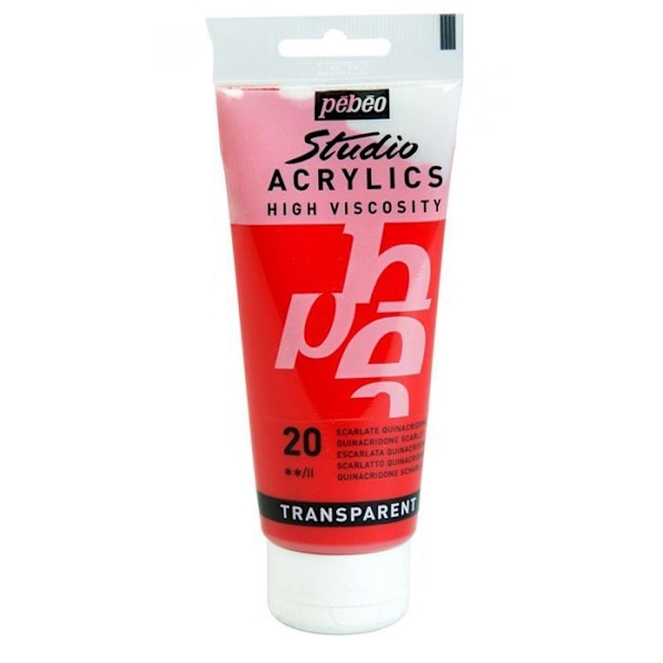 Akrylfärg - Pébéo - Studio - Kvikvätekarmin - 100 ml - Satinerad - Blandat Röd