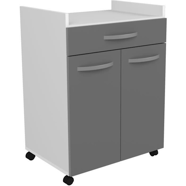 OSLO 60 cm vogn - 1 skuffe og 1 låge - L 60 x D 44 x H 81 cm - Blank grå farve - EKIPA