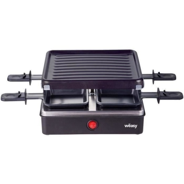 WEASY LUGA40 - Raclette och grillanordning för 4 personer - 600W - Non-stick beläggning - 19,7x19,7cm - Avtagbar tallrik