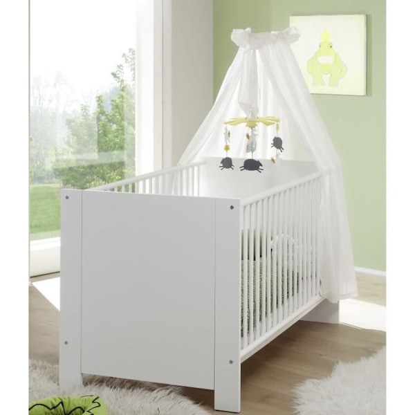 Babyværelse Trio: Seng 70 x 140 cm + omklædningskit + OLIVIA garderobe - Hvid - TREND TEAM VIT