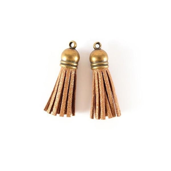 2 minis pom pons i suedette 4 m - guld gyllene