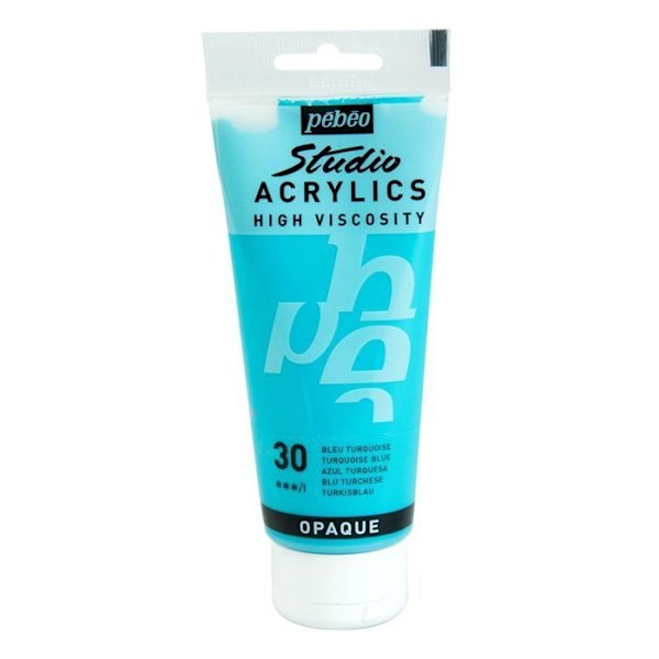 Akryylimaali - Pébéo - Studio Akryyli - Turkoosinsininen - 100 ml - Satiini Turkosblå, Neapelgul