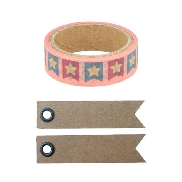 Maskeringstape 5 m x 1,5 cm + 20 kraftvimpeletiketter