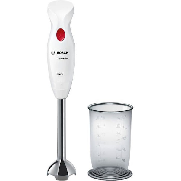 CleverMixx MSM24100 stavblender - BOSCH - 400W - Aftagelig fod i rustfrit stål - 1 hastighed - Blandeskål - Hvid