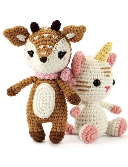 Kit för att virka Katt-Einherjar - Graines Creatives - 15 cm - Multikolor Vit