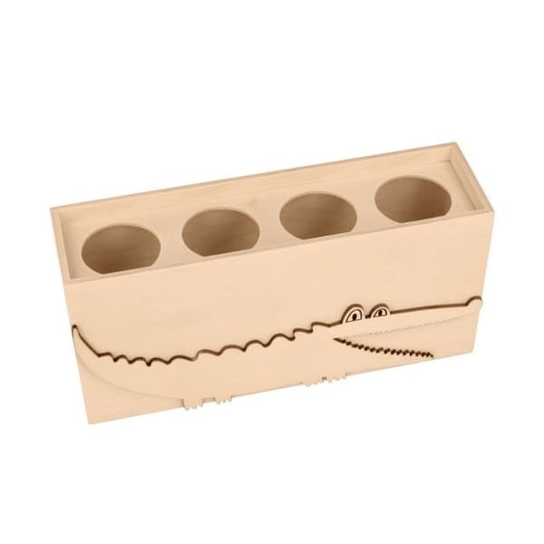 3 træ børneværelse dekorationer - Elefant / krokodille beige
